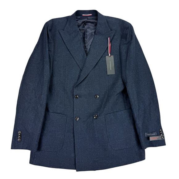 Tommy Hilfiger Mens Relaxed Modern Fit Wool Double-Breasted Suit Jacket Navy 40L
